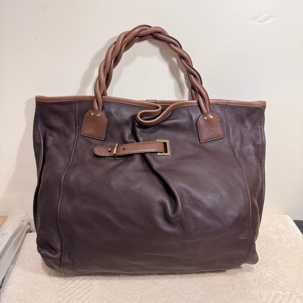 Chloé Women's Brown Leather Large Tote Bag Braided Handles